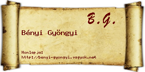 Bényi Gyöngyi névjegykártya
